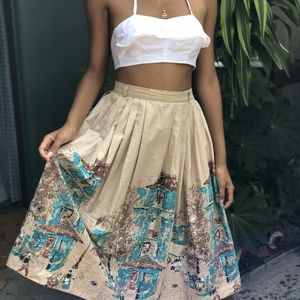 Vintage Skirt 50s Novelty Print Circle Skirt Small